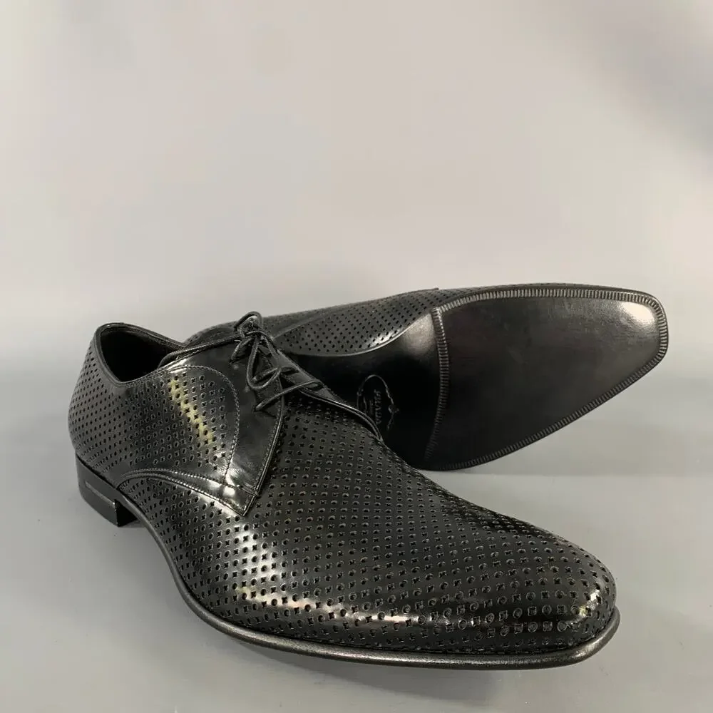 PRADA Size 9 Black Perforated Leather Lace Up Lace Up Shoes